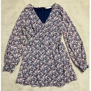 Rokoko Floral‎ Print Mini Dress Long Sleeve Button Front L